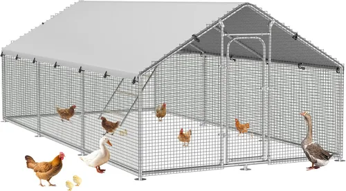 Miniatura 15 de Gallinero grande de metal con cubierta impermeable y resistente a los rayos UV, jaula de gallinas para exteriores, conejo, pato, gallinero para uso