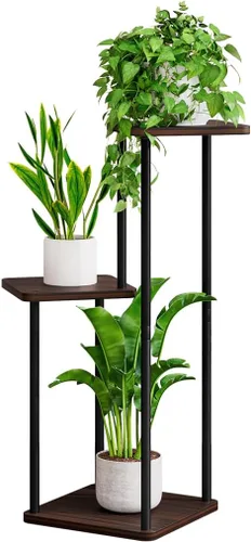 Miniatura 9 de AZERPIAN - Soporte para plantas de 3 niveles, estante de metal para plantas de interior, para múltiples plantas, soportes de esquina para flores