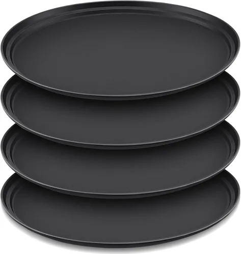 Miniatura 11 de FillTouch 2 bandejas ovaladas grandes con forro de goma de polipropileno para cocina, comedor, cafeterías, servicio de comida rápida
