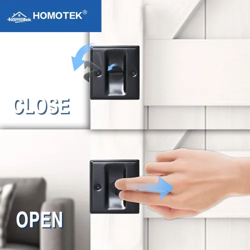 Miniatura 7 de HOMOTEK Cerradura de Puerta Corrediza de Privacidad con Tirador - Reemplaza el Hardware de Cerraduras de Bolsillo Viejas o Dañadas Rápida y Negro