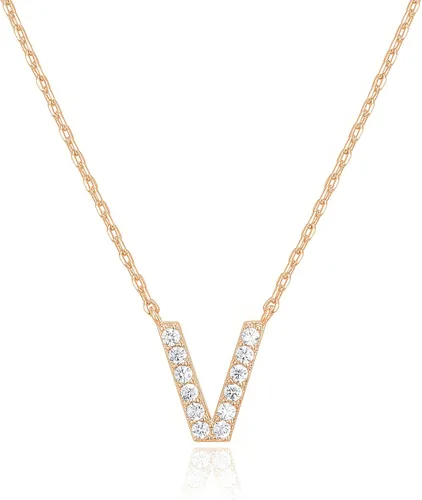 Miniatura 161 de PAVOI 14K White Gold Plated Cubic Zirconia Initial Necklace Letter Dainty Necklaces for Women