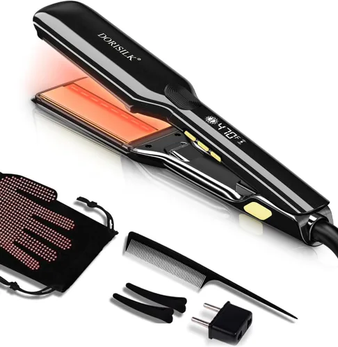 Miniatura 8 de DORISILK Plancha de pelo profesional de alta temperatura de 500 grados, plancha plana de cerámica de 1 pulgada, alisador y rizador de pelo 2 en 1