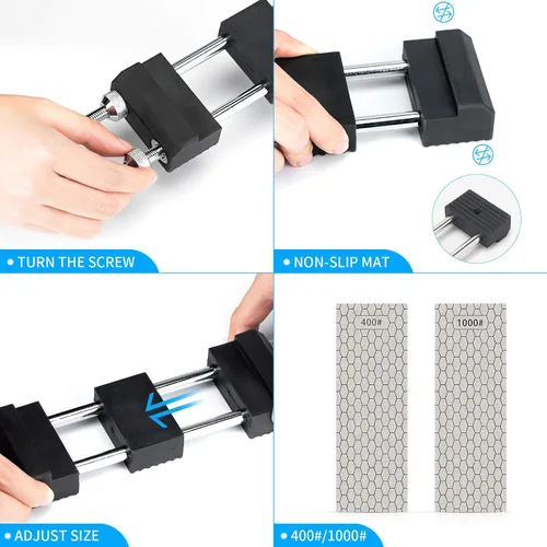Miniatura 4 de DMD Juego de soporte para afilar diamantes con tornillos de ajuste simple que sostiene la piedra de forma segura con piedras afiladoras de cuchillos