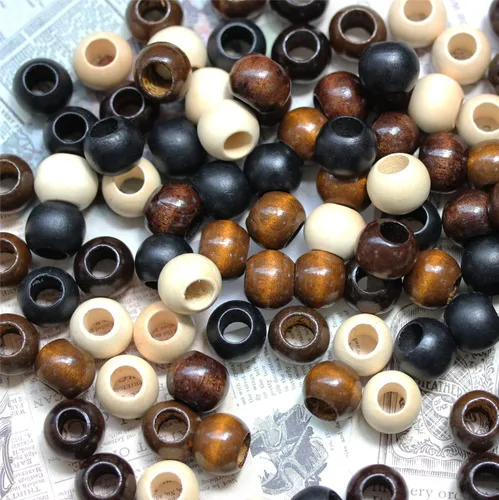 Miniatura 4 de 200 piezas de cuentas de madera natural con agujero grande, BetterJonny - 20 mm de cuentas rondelle redondas de madera sueltas, cuentas de madera