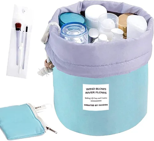 Miniatura 15 de INVODA Bolsa de cosméticos con cordón, bolsa de maquillaje de viaje para mujer, bolsa de aseo portátil con cordón, bolsa organizadora de maquillaje