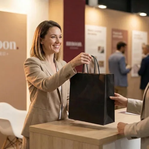 Miniatura 6 de PAICUIKE 50 bolsas de papel kraft negras con asas, bolsas de regalo cuadradas de 11 x 6 x 11 pulgadas para venta al por menor, compras, recuerdos