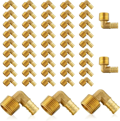 Miniatura 18 de Paquete de 5 accesorios PEX, adaptador de codo NPT roscado macho Pex de 1/2 pulgadas x 3/4 pulgadas, accesorios de engarce de latón, para tubería