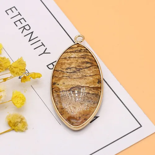 Miniatura 8 de LE SKY 6 colgantes de piedra natural con forma de marquesa, piedra de ágata de cristal curativo para hacer joyas, collares, aretes
