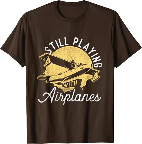 Miniatura 7 de Still Playing With Airplanes - Camiseta de control remoto RC Avión Piloto, Negro