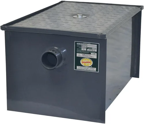 BK Resource s BK-GT-14 - Trampa de grasa de acero al carbono de 14 libras de capacidad y flujo de velocidad de 7 GPM con deflectores extraíbles y
