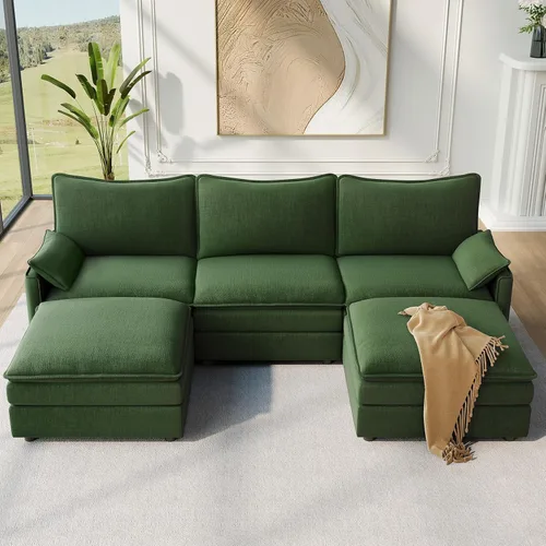 Miniatura 17 de Vesgantti 2 Piece Loveseat & 3 Seater Sofa Set, Modular Cloud Couch, Beige