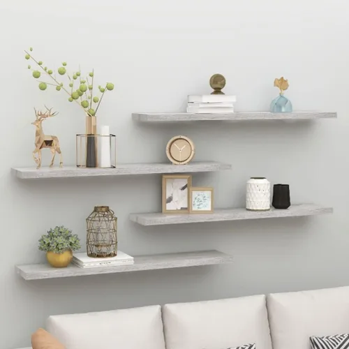 Miniatura 22 de Estantes flotantes de pared, juego de 4 estantes decorativos para montar en la pared, estante colgante con soportes invisibles para decoración