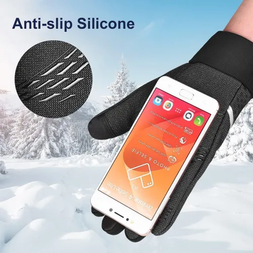 Miniatura 5 de Guantes de invierno para hombres y mujeres, para pantalla táctil para clima frío, antideslizantes, guantes cálidos con forro térmico de punto suave