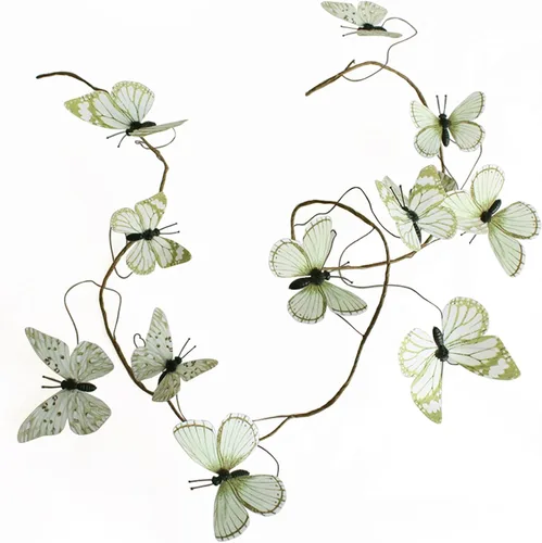 Miniatura 7 de Guirnalda de mariposa artificial, enredaderas decorativas de mariposa falsas, decoración colgante de mariposa única en 3D para pared del hogar, Azul