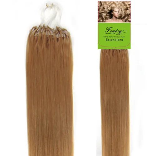 Miniatura 5 de Extensiones de cabello humano Remy, cuentas de micro anillo, punta de bucle, 100S AAAAAA (16 pulgadas, 0.01 oz/s, 10 marrón ceniza)