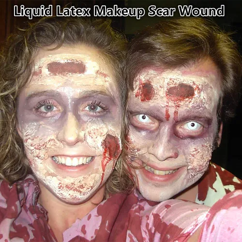Miniatura 6 de Go Ho Maquillaje líquido SFX de látex (1 onza), maquillaje de monstruo zombi de Halloween, secado rápido, pintura facial blanca líquida multiusos