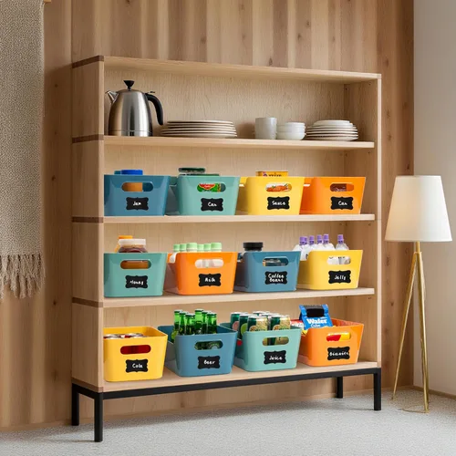 Miniatura 8 de Tiawudi Paquete de 12 contenedores de almacenamiento de 4.5L, cestas de almacenamiento de plástico para organización del hogar y aula, contenedores