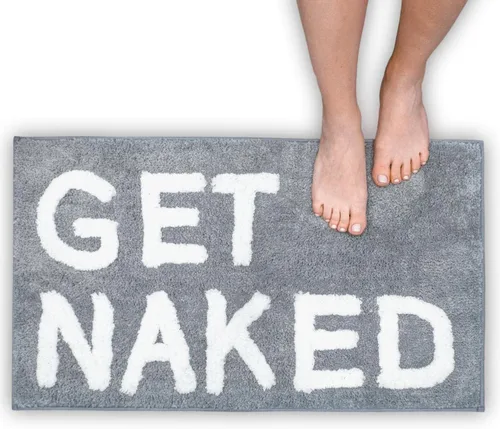 LABEND HOME Alfombra de baño Get Naked de 20 x 31.5 pulgadas, divertida alfombra de baño, respaldo antideslizante de microfibra de felpa, lavable a