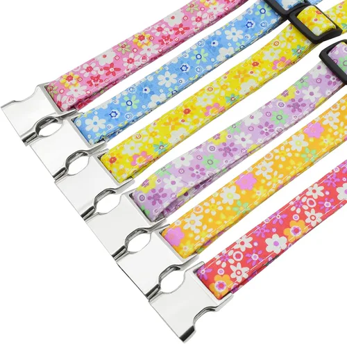 Miniatura 4 de Collares de perro florales personalizados con nombre, collares suaves personalizados con hebilla grabada para perros pequeños, medianos y grandes