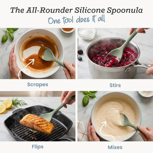 Miniatura 2 de Starpack 'The All Rounder' Espátula Spoonula de Silicona Premium - Cucharas Espátula de Silicona Resistentes al Calor hasta 600°F - Mejores Verde
