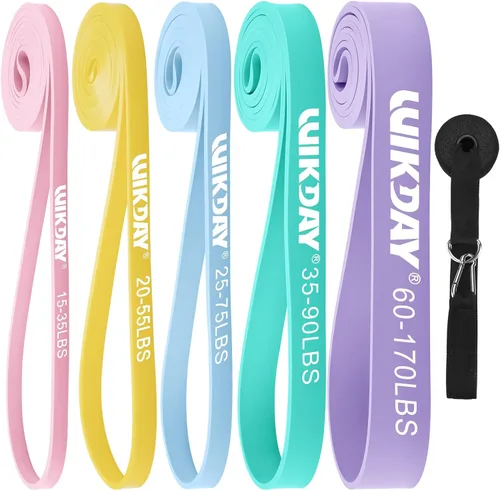Miniatura 9 de WIKDAY Resistance Bands, Pull Up Bands, Workout Bands for Exercise, Thick Heavy Resistance Band Set with Door Anchor, Elastic Bands for Body Gris