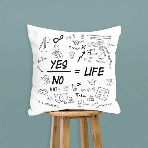 Miniatura 6 de Fundas de almohada de matemáticas en blanco y negro de 16 x 16 pulgadas, fundas de almohada blancas escritas a mano con texto matemático