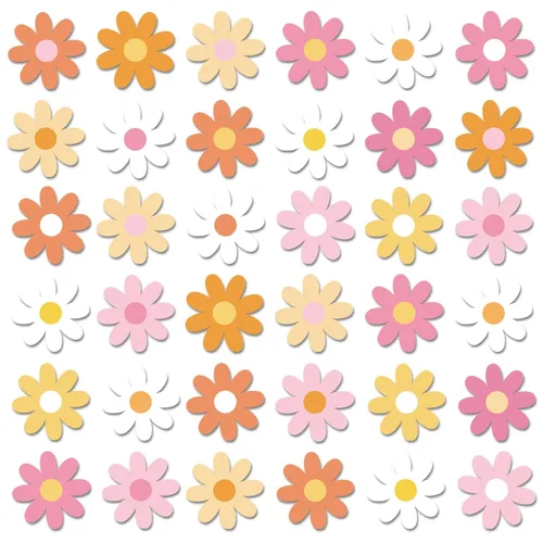 280 calcomanías de tatuajes temporales de margaritas primaverales, tema hippie, calcomanías impermeables boho Groovy Face Body para adultos y niños,