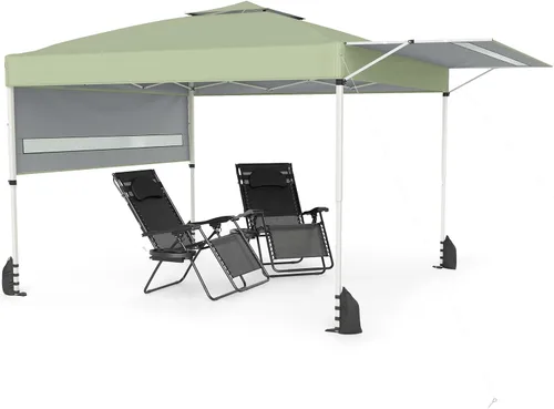 Miniatura 11 de Tangkula Toldo desplegable de 10 x 17.6 pies con toldos dobles ajustables, tienda de campaña para exteriores de 2 niveles con 8 estacas, 4 cuerdas