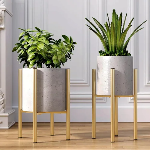 Soporte ajustable de metal para plantas de interior, macetas de 8 a 14 pulgadas, soporte moderno de mediados de siglo, resistente carga de 160