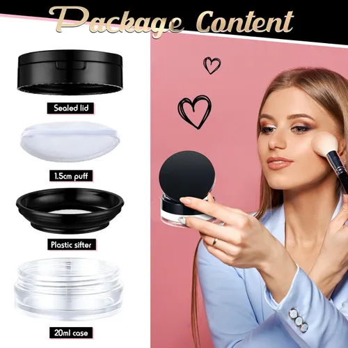 Miniatura 4 de Cunhill Recipiente de polvo suelto de 2 piezas con soplo de 0.17/0.7 onzas, estuche vacío de plástico reutilizable, portátil, contenedor de polvo