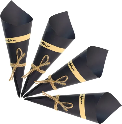 ONLYKXY 50 piezas de papel de estraza retro de papel kraft seco caja de embalaje de regalo tarjeta cono creativo bricolaje pétalos de boda pequeño
