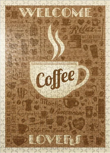 Miniatura 8 de MyPuzzle Coffee Pattern Print, póster vintage, rompecabezas de 100 piezas prémium para adultos