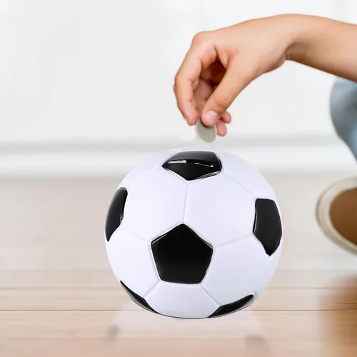 Miniatura 8 de Kisangel - Alcancía de fútbol para niños y niñas, pelota de fútbol, monedas, decoración del hogar, 5.90 pulgadas, lindo dinero de dibujos animados