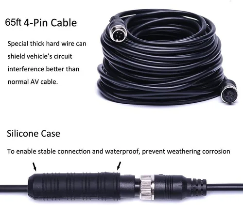 Miniatura 8 de Hikity Kit de monitor de cámara de respaldo de vehículo de 7 pulgadas, 18 infrarrojos de visión nocturna, impermeable, cámara de visión trasera