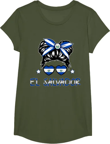 Miniatura 58 de Camiseta de El Salvador para Niñas Bandera Patrimonio Hispano Salvadoreño