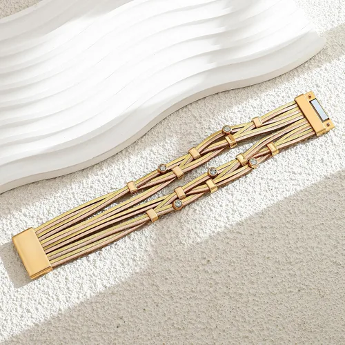 Miniatura 6 de Pulseras de cuero para mujer, estilo bohemio, multicapa, con cuentas de cristal, hechas a mano, apilables, de cuero, joyería