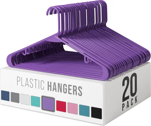 Miniatura 17 de Perchas de plástico para ropa, paquete de 20 unidades, ganchos de plástico color aguamarina, son perfectas para colgar abrigos y ahorrar espacio