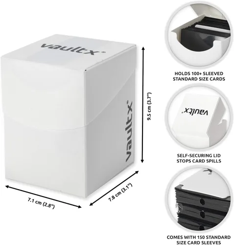 Miniatura 2 de Caja de almacenamiento para cartas de mazo Vault X y 150 fundas negras para cartas, se adapta a más de 100 cartas con funda, tamaño estándar grande