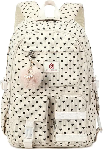 Miniatura 15 de Hidds Mochila escolar para adolescentes, niñas, mujeres, 15.6 pulgadas, mochila universitaria, bolsa de trabajo de pana, mochila de trabajo