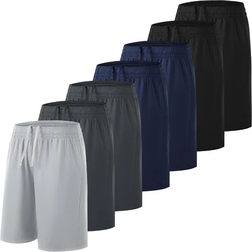 TYCTOS Pantalones cortos deportivos para niños, elásticos, de secado rápido, pantalones cortos deportivos de fútbol para niños con bolsillos