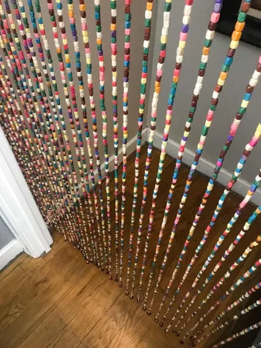 Miniatura 9 de 41 Hebras Cortina de Cuentas para Puerta de Madera Natural Bambú Colorida Arcoíris Hippie Boho Bohemio Cuentas para Entrada 36 pulgadas x 79