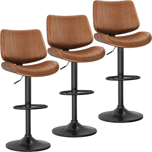 Miniatura 27 de YaFiti Adjustable Bar Stools, Modern Swivel PU Leather Counter Height Chairs with Backrest, Armless Kitchen Island Stools, Black 1 PCS
