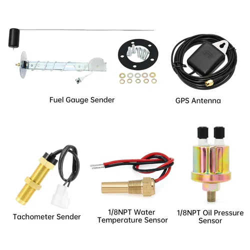 Miniatura 5 de ARTILAURA - Juego de 6 calibradores 85mm 3-3/8" GPS velocímetro 120MPH, tacómetro, 52mm 2-1/16" nivel de combustible, temperatura del agua, presión
