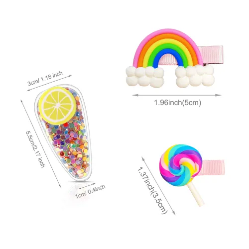 Miniatura 6 de AMMY Pinzas para el cabello de caramelo para niñas, 22 unidades, accesorios para el cabello, pasadores lindos pasadores de arco iris para niñas