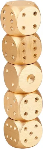 Miniatura 9 de Tiiyee Dados de aleación de aluminio, juego de 5 dados poliédricos de metal con estuche cuadrado, accesorio portátil de 6 caras, regalo
