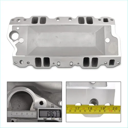 Miniatura 3 de Colector de admisión de doble plano satinado Compatible con SBC de bloque pequeño Chevy 265 350 400 de 1956-1986