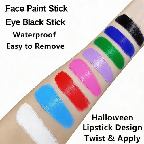 Miniatura 8 de Go Ho Crema de maquillaje en lápiz, pintura corporal y facial, para SFX profesionales, disfraces, segura para nariz y labios, reduce el deslumbre