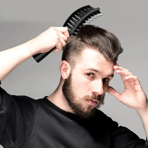 Miniatura 5 de URTHEONE Cepillo para el cabello, cepillo desenredante de cerdas de jabalí, cepillo de pelo curvado ventilado para mujeres, hombres, niños, rizado