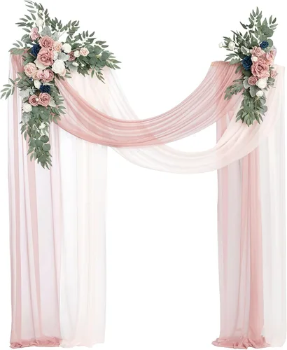 Miniatura 23 de Ling's moment Kit de Flores Artificiales de Arco de Boda de Otoño Paquete de 4, 2pcs Arreglo Floral Colgante 2pcs Cortinas de Ceremonia Telón