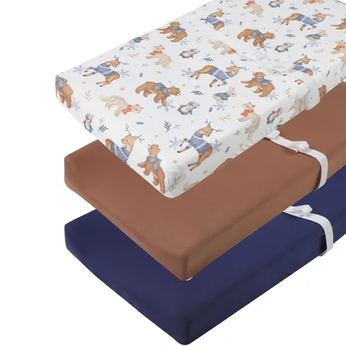 Miniatura 14 de Juego de 3 fundas para cambiador, tejido de punto ultra suave para bebés, niños y niñas, cohete satélite/coche/autobús